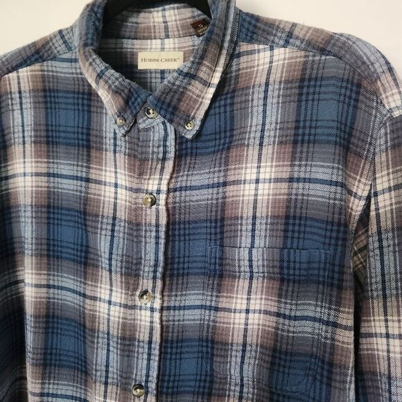 Hobbs Creek Mens Blue Plaid Shirt Button Front Long Sleeve Size XL - Picture 3 of 7